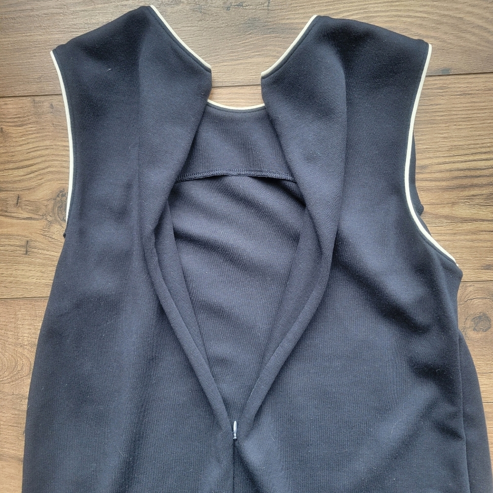 Liz Claiborne Tank Jersey Black With White Trim Shift Sport Dress Large - Picture 6 of 6